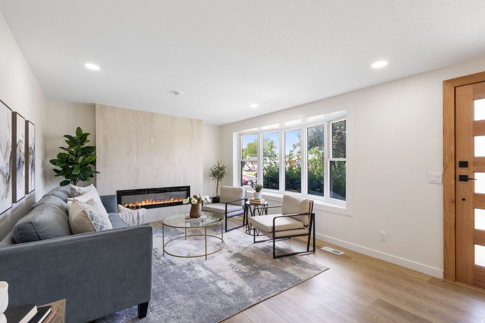 After photo of a completed living room home remodeling project in Utah County